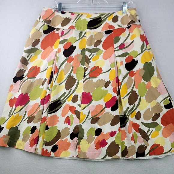 Talbots Womens Tulip Pleated A-Line Skirt Stretch 16 Knee Length Front Button - Picture 3 of 10